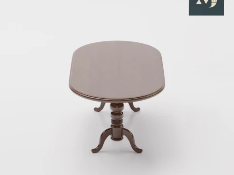 Wooden furniture table and chair 3D Model