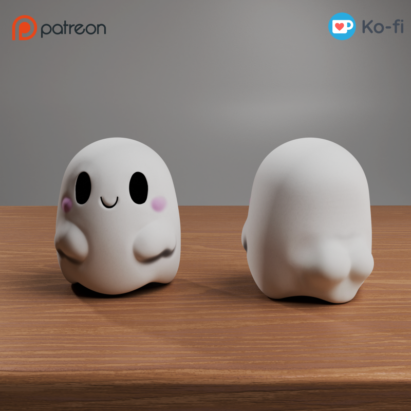Halloween Kawaii Cute Ghosts - Happy Ghost Model do druku 3D .c4d .max .obj .3ds .fbx .stl .blend
