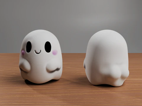 Fantasmas lindos de Halloween Kawaii - Fantasma feliz Modelo de impresión 3D