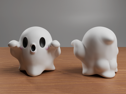 Halloween Kawaii Cute Ghosts - Boo Ghost 3D Print Model