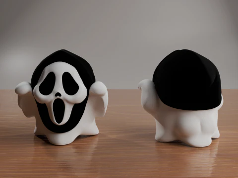 Slasher Kawaii Cute Ghosts - Boo Ghost Face and Wassup 3D Print Model