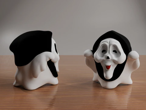 Slasher Kawaii Cute Ghosts - Boo Ghost Face and Wassup 3D Print Model