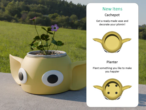 Fan Art Yellow Pikmin Pot and Vase 3D Print Model