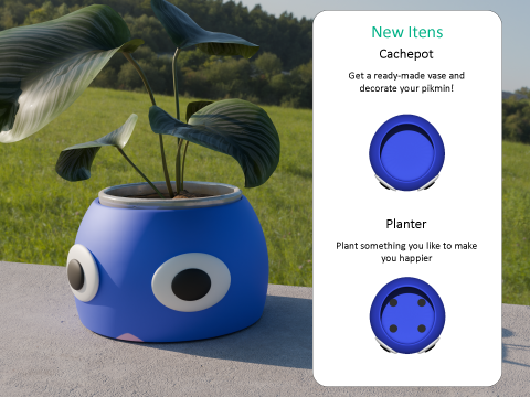 Fan Art Blue Pikmin Pot and Vase 3D-printmodel