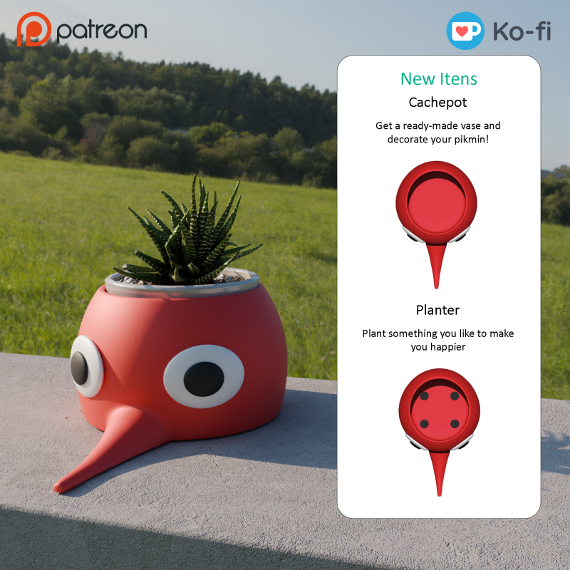 Fan Art Red Pikmin Pot and Vase 3D-printmodel .c4d .max .obj .3ds .fbx .stl .blend