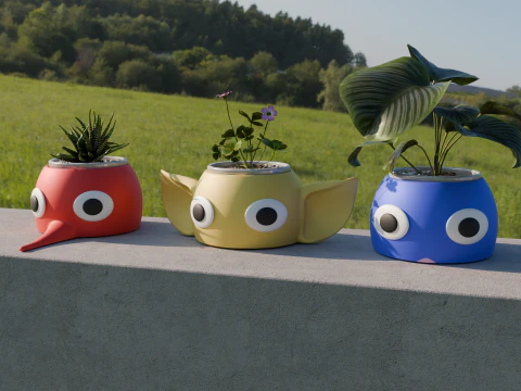 Fan Art Pikmin Pot and Vase Collection 01 3D Print Model