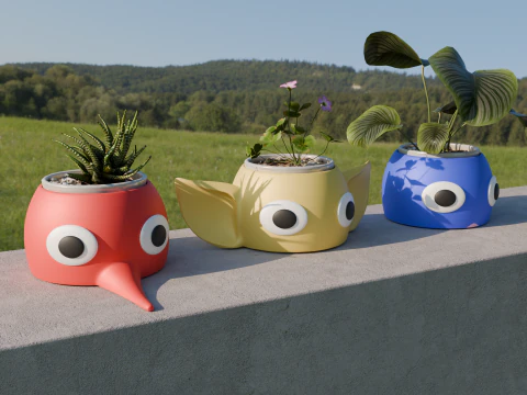 Fan Art Pikmin Pot and Vase Collection 01 3D Print Model