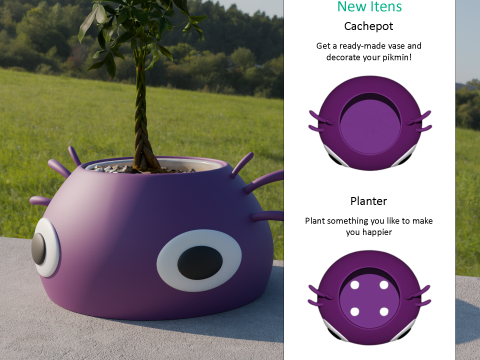 Fan Art Purple Pikmin Pot and Vase Modelo de Impressão 3D