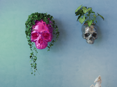 Skull Planter Pot Cover 3D 프린트 모델