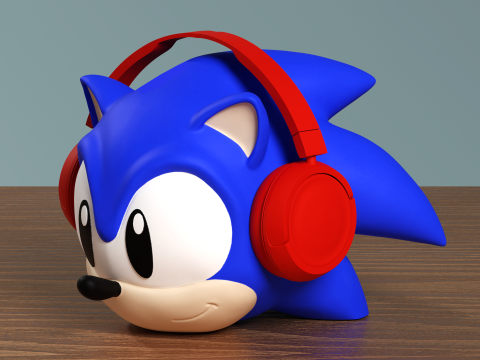 Fan Art Classic Sonic the Hedgehog Headphone Stand and Pen Holder Modelo de Impressão 3D