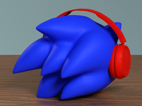 Fan Art Classic Sonic the Hedgehog Headphone Stand and Pen Holder Modelo de Impressão 3D