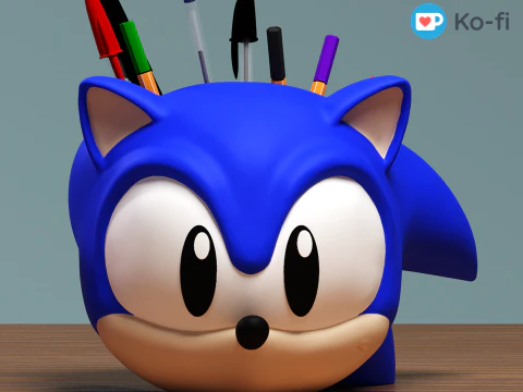 Portapenne Fan Art Classic Sonic the Hedgehog Modello di stampa 3D