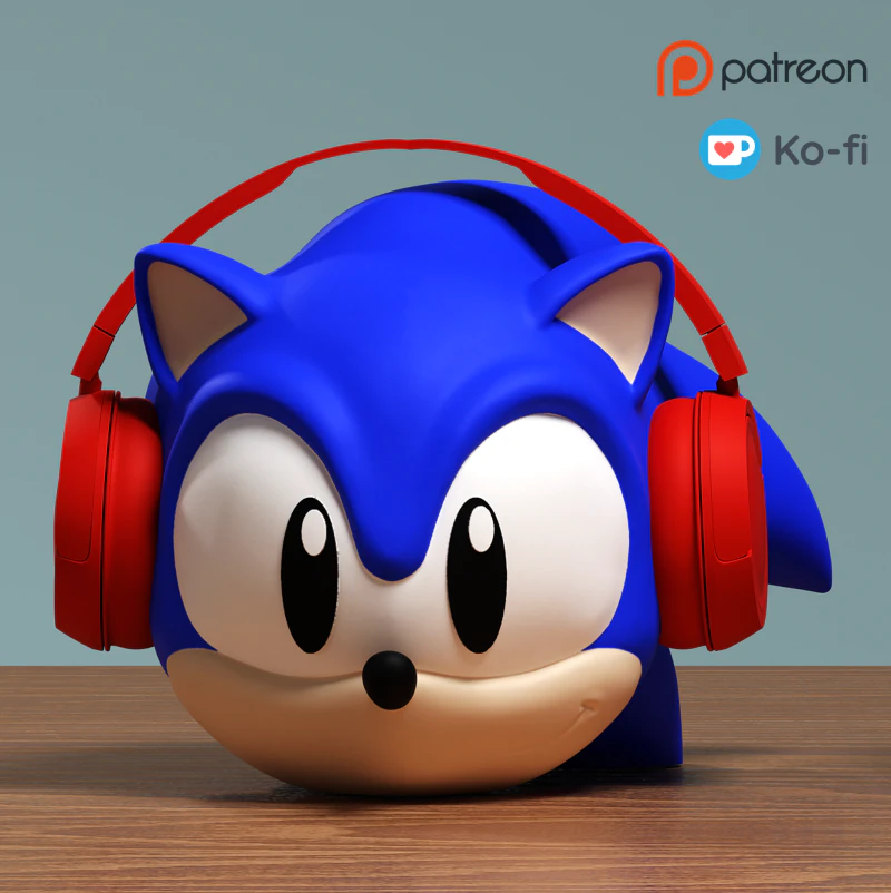 Supporto per cuffie Fan Art Classic Sonic the Hedgehog Modello di stampa 3D .c4d .max .obj .3ds .fbx .stl .blend 