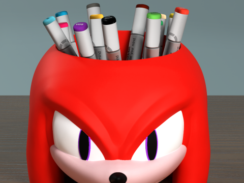 Fan Art Knuckles the Echidna Penholder - Sonic Series 3D Print Model