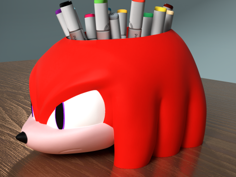 Fan Art Knuckles the Echidna Penholder - Sonic Series 3D Print Model