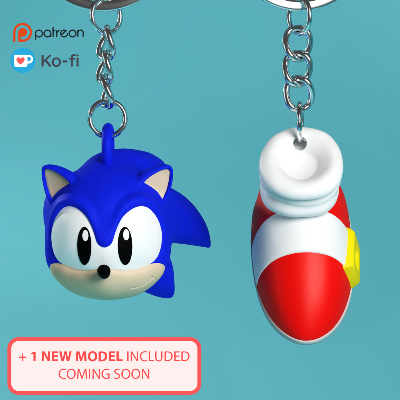 Fan Art Sonic the Hedgehog Keychain Combo 3D Print Model .c4d .max .obj .3ds .fbx .stl .blend