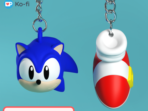 Fan Art Sonic the Hedgehog Keychain Combo Modelo de Impressão 3D