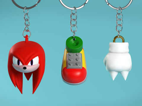 Fan Art Knuckles the Echidna Keychain Combo - Sonic Series 3D Print Model