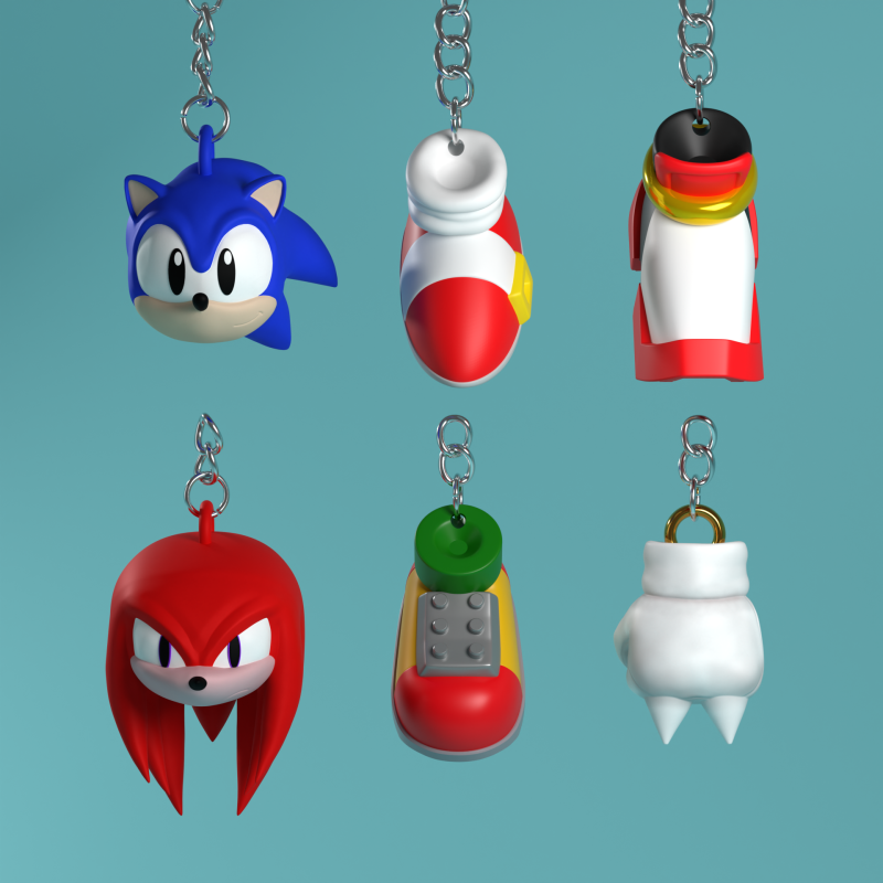 Fan Art Sonic Series - Keychain Collection Model Cetak 3D .c4d .max .obj .3ds .fbx .stl .blend 