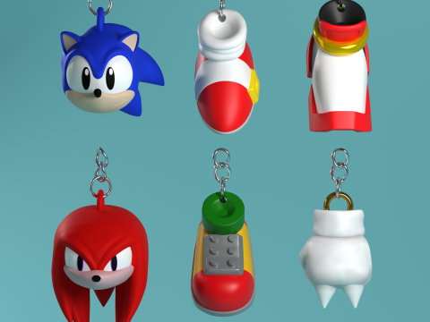 Fan Art Sonic Series - Keychain Collection 3D Print Model