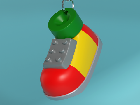 Fan Art Knuckles the Echidna Shoe Keychain - No Support - 3MF available 3D Print Model
