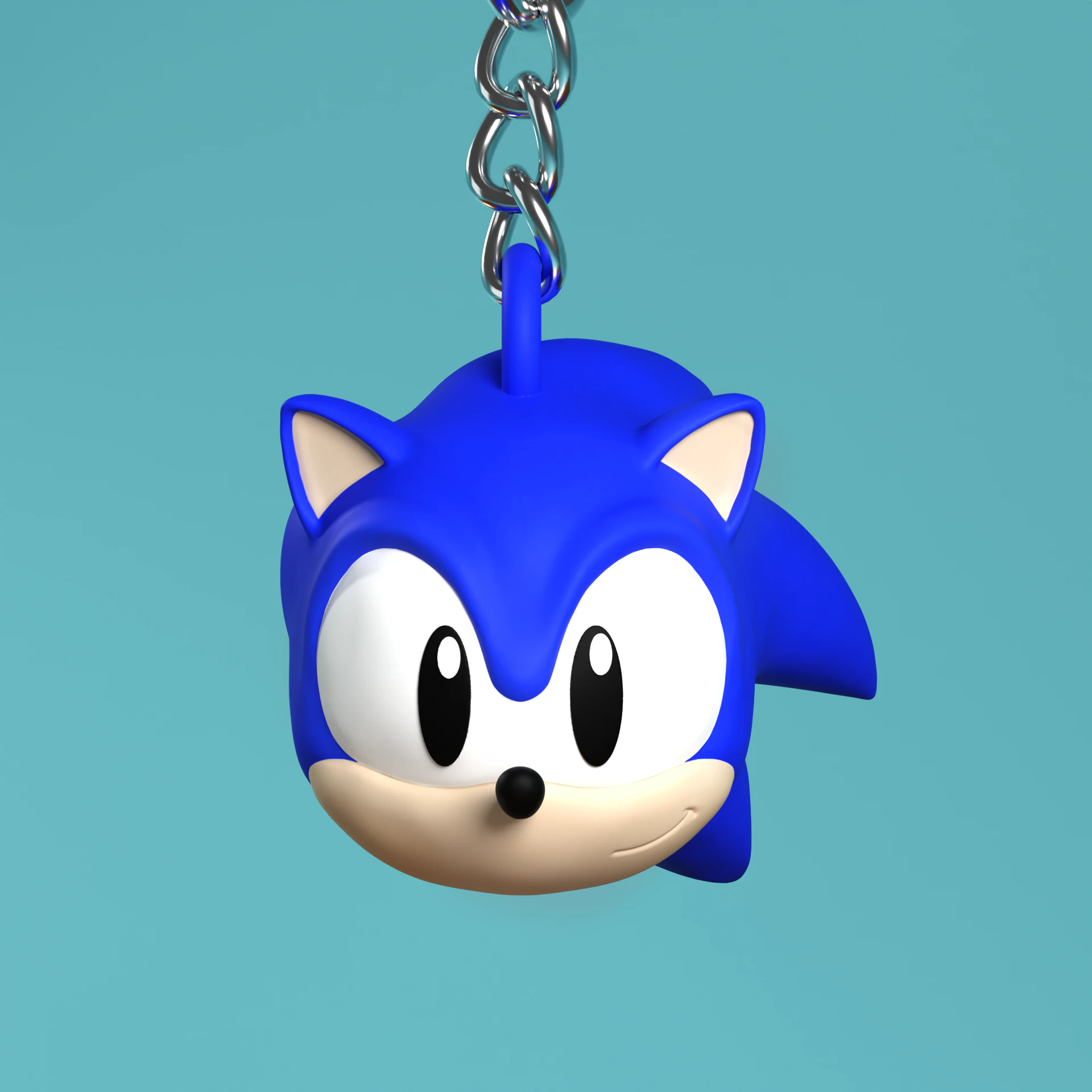 Fan Art Classic Sonic the Hedgehog Head Keychain 3D Print Model .c4d .max .obj .3ds .fbx .stl .blend 