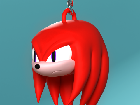 Fan Art Knuckles the Echidna Head Keychain - Sonic Series 3D Print Model