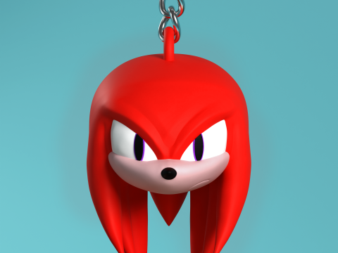Fan Art Knuckles the Echidna Head Keychain - Sonic Series 3D-printmodel