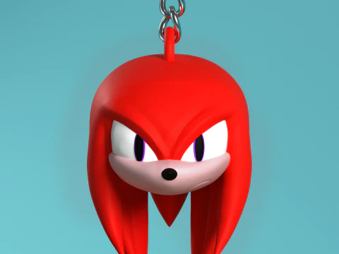 Fan Art Knuckles the Echidna Head Keychain - Sonic Series 3D Print Model