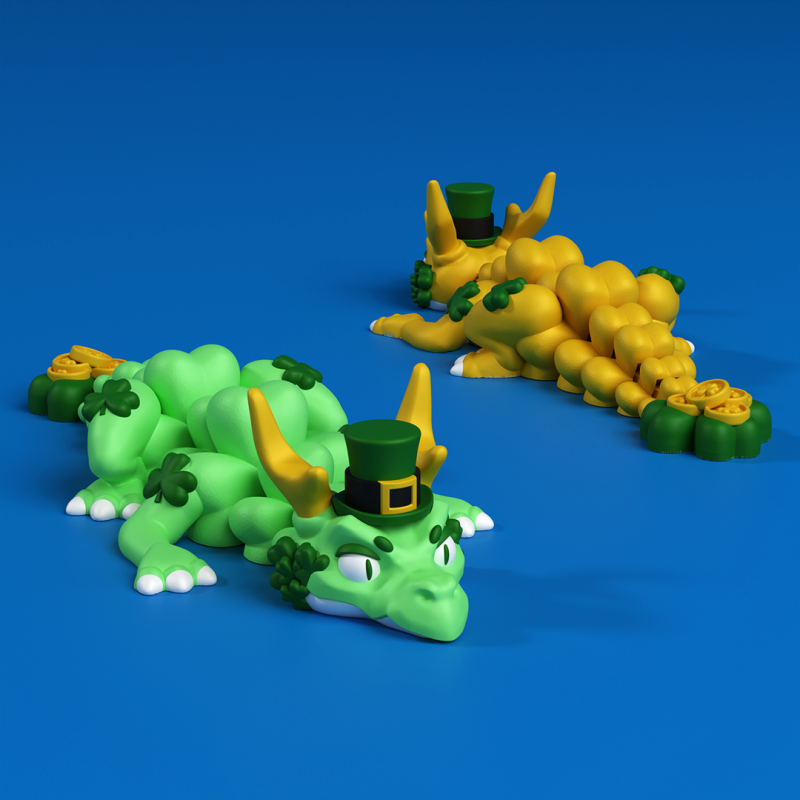 St Patricks Clover Dragon - 3MF - No support Modelo de Impressão 3D .c4d .max .obj .3ds .fbx .stl .blend 