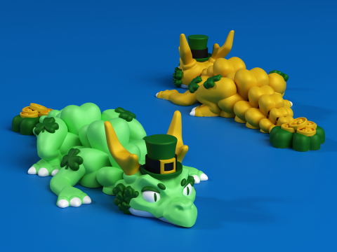 St Patricks Clover Dragon - 3MF - No support 3D Baskı Modeli