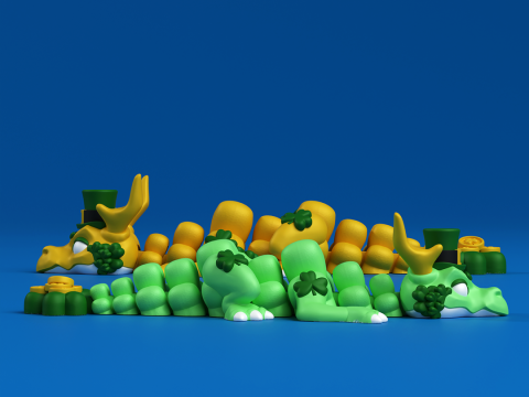 St Patricks Clover Dragon - 3MF - No support Modelo de Impressão 3D