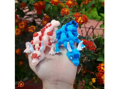 Flexi Dragon of hearts - Valentines Day - 3MF- STL 3D प्रिंट मॉडल