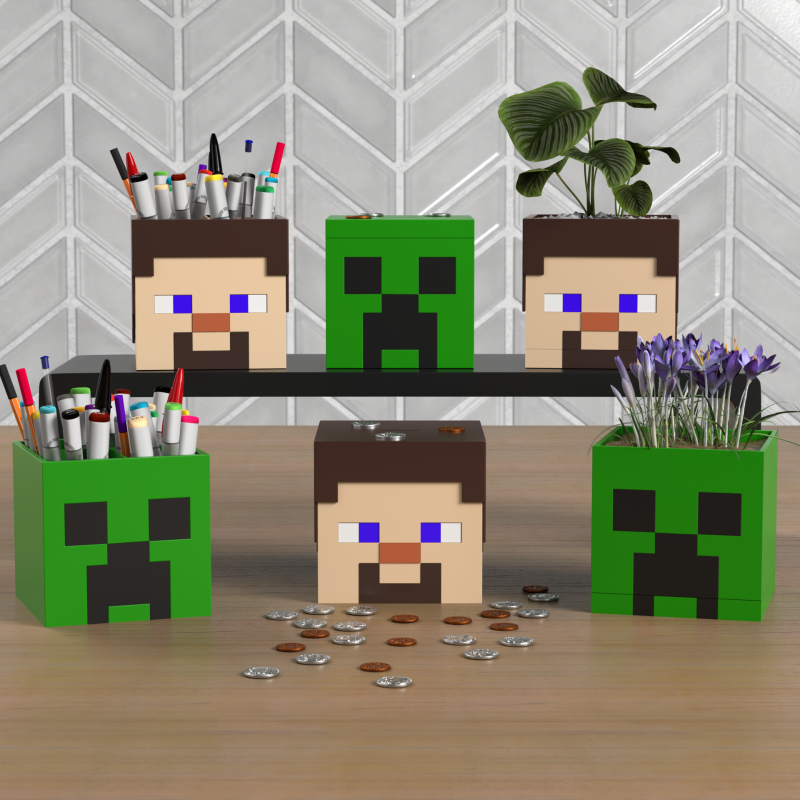 Minecraft Home Decor Heads - Collection Modelo de Impressão 3D .c4d .max .obj .3ds .fbx .stl .blend