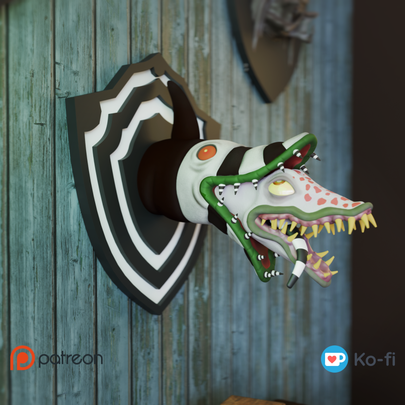 Beetlejuice Sandworm Trophy Wall Model Cetak 3D .c4d .max .obj .3ds .fbx .stl .blend