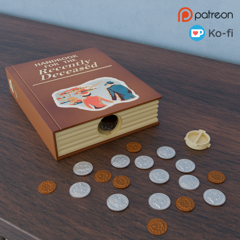 Beetlejuice Hand Book for the Rencently Deceased - Bookender-Piggy Bank Model Cetak 3D .c4d .max .obj .3ds .fbx .stl .blend 