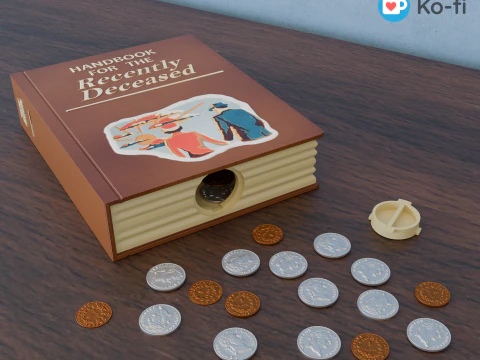 Manual de Beetlejuice para personas recientemente fallecidas - Bookender-Piggy Bank Modelo de impresión 3D