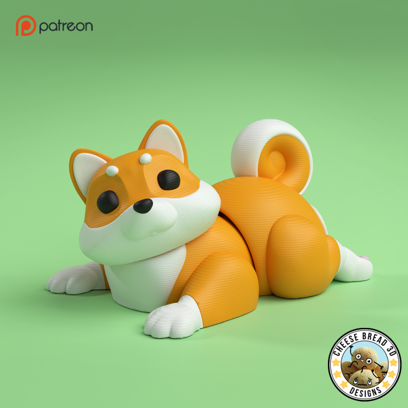 Mini Flexi Shiba Inu - 3MF - No Support Modelo de Impressão 3D .c4d .max .obj .3ds .fbx .stl .blend