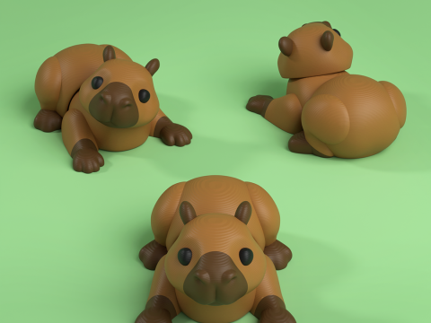 Mini Flexi Capybara - 3MF - No Support Modelo de Impressão 3D