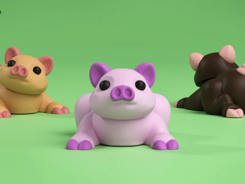 Mini Flexi Piggy - 3MF - No Support 3D Print Model