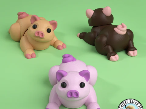 Mini Flexi Piggy - 3MF - No Support 3D Print Model