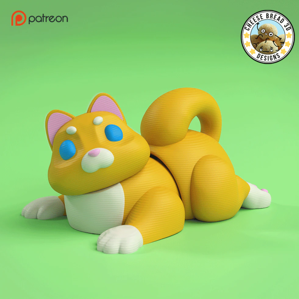 Mini Flexi Cat - 3MF - No Support 3D Print Model .c4d .max .obj .3ds .fbx .stl .blend 