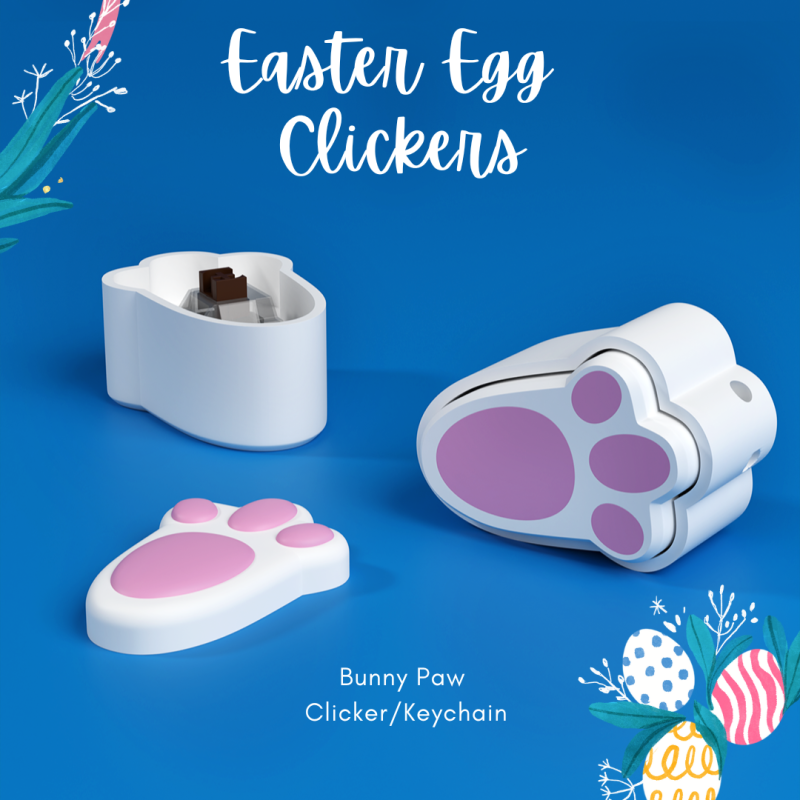 Easter Egg - Bunny Paw Clicker-Keychain 3D Baskı Modeli .c4d .max .obj .3ds .fbx .stl .blend