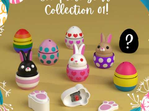 Easter Egg - Bunny Paw Clicker-Keychain 3D Print Model