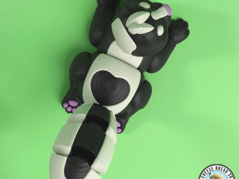 Mini Flexi Striped Skunk - 3MF - No Support 3D Print Model