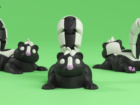 Mini Flexi Striped Skunk - 3MF - No Support 3D Print Model