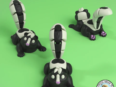Mini Flexi Striped Skunk - 3MF - No Support 3D Print Model