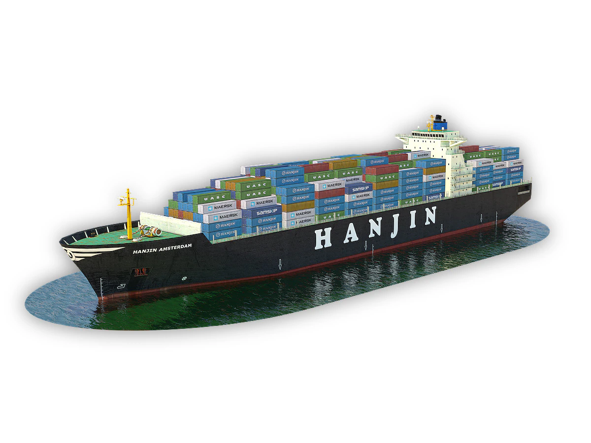 Navio de carga Hanjin Modelo 3D .c4d .max .obj .3ds .fbx .stl .blend 