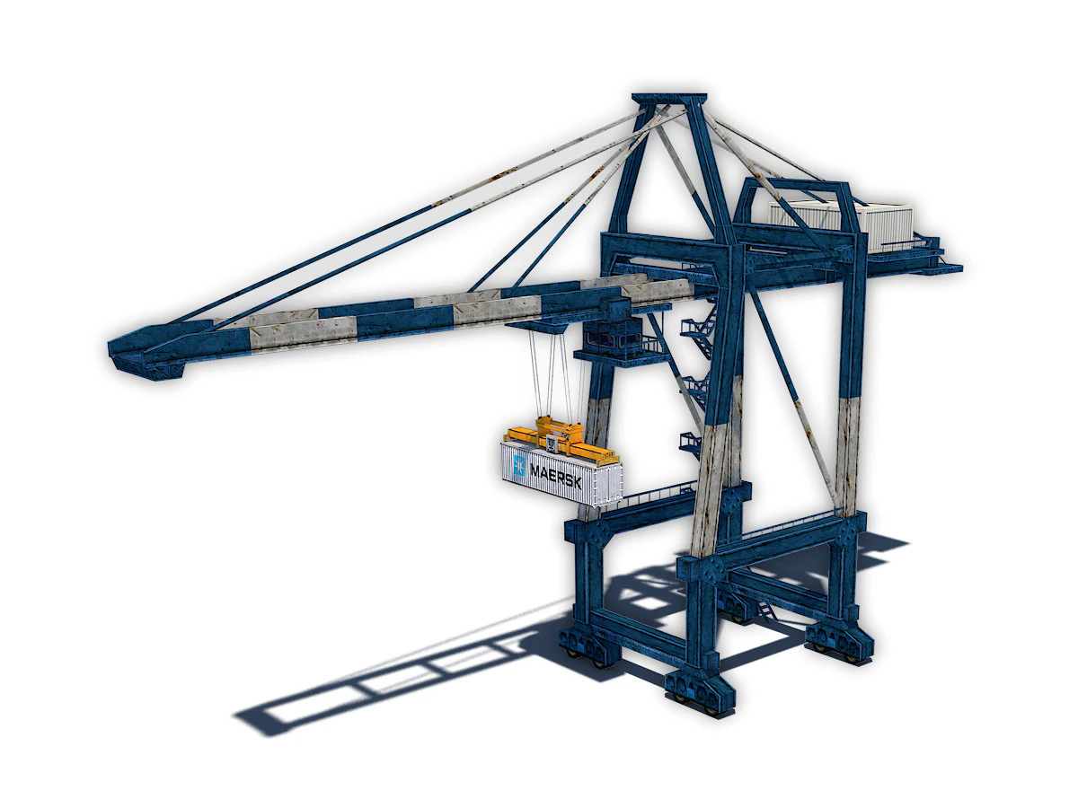Port Container Crane 3D Model .c4d .max .obj .3ds .fbx .stl .blend 