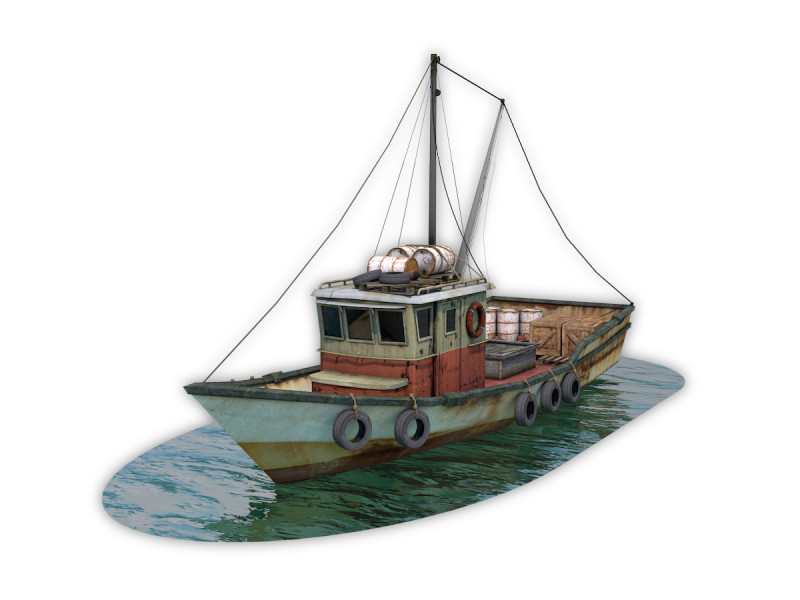 Fishing Vessel 3D Model .c4d .max .obj .3ds .fbx .stl .blend